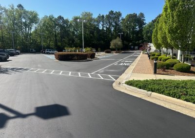Repaved and restriped commercial parking lot in Charlotte NC