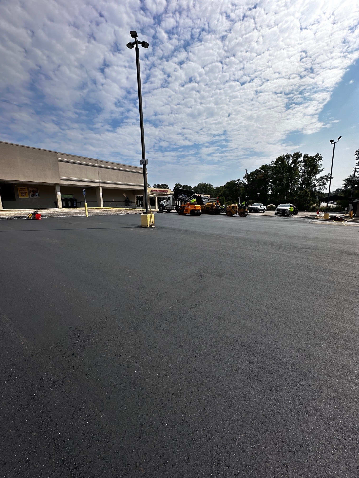 freshly paved parking lot for a business